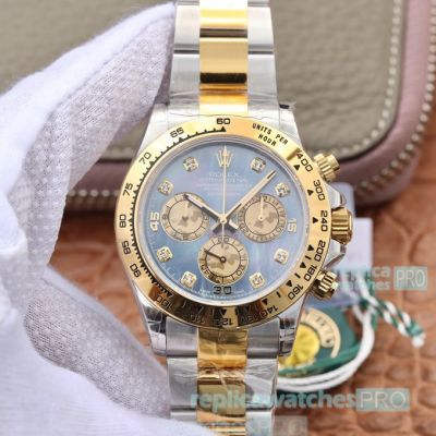 Swiss Rolex Daytona JH Factory Watch Silver Grey Dial Yellow Gold Bezel